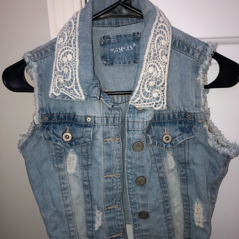 Denim Vest with Lace
